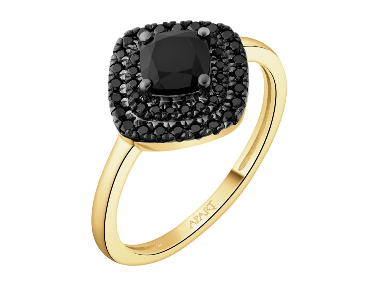 14 K Rhodium-Plated Yellow Gold Necklace with Diamonds - fineness 14 K