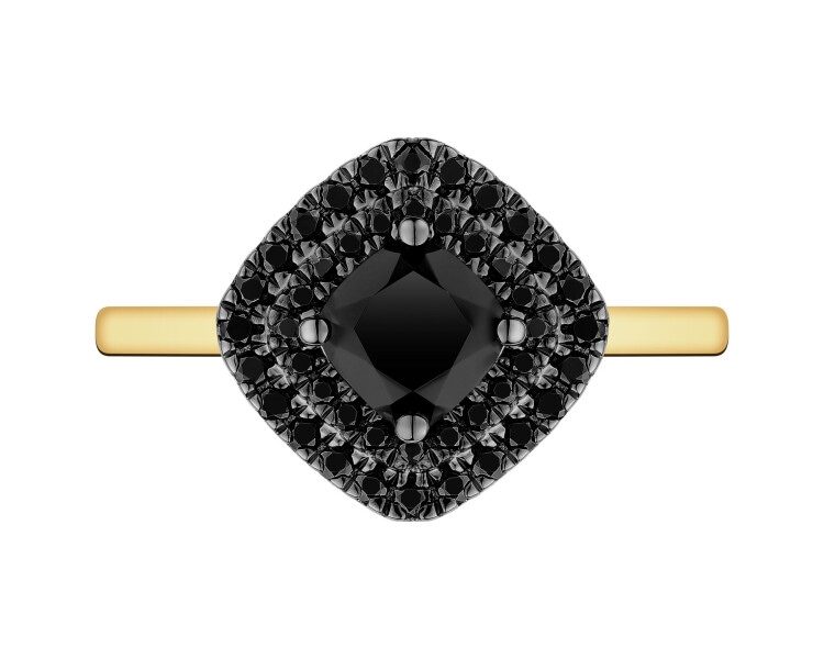 14 K Rhodium-Plated Yellow Gold Necklace with Diamonds - fineness 14 K