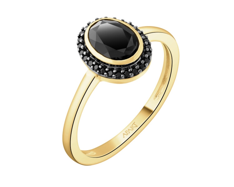 14 K Rhodium-Plated Yellow Gold Necklace with Diamonds - fineness 14 K