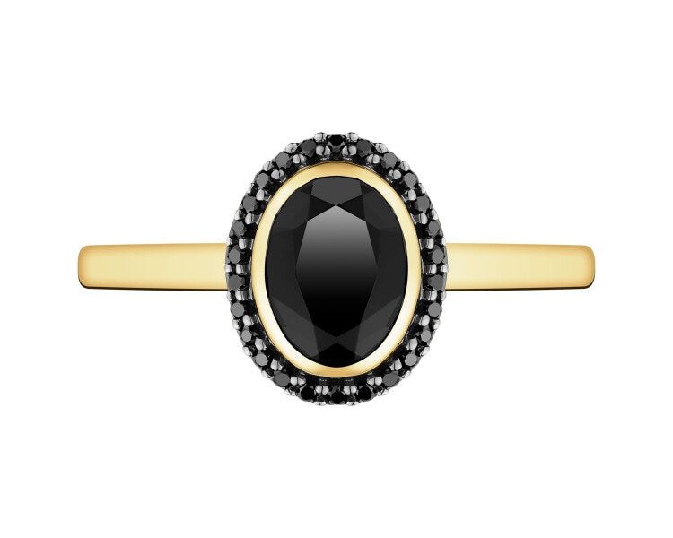 14 K Rhodium-Plated Yellow Gold Necklace with Diamonds - fineness 14 K