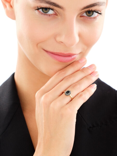 14 K Rhodium-Plated Yellow Gold Necklace with Diamonds - fineness 14 K