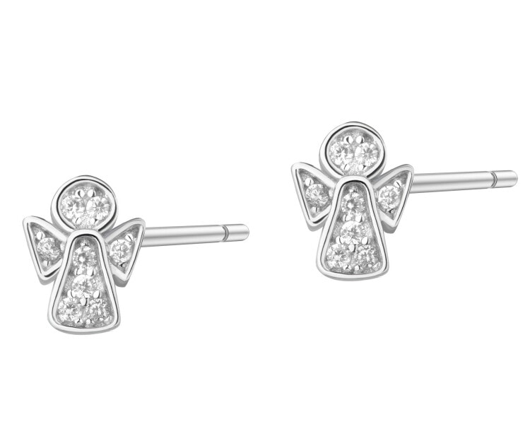 Stříbrné náušnice se zirkony - andílci