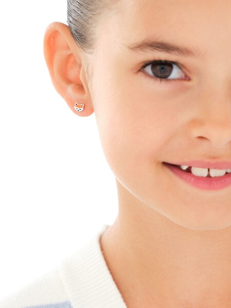 Stříbrné náušnice se smaltem - lišky