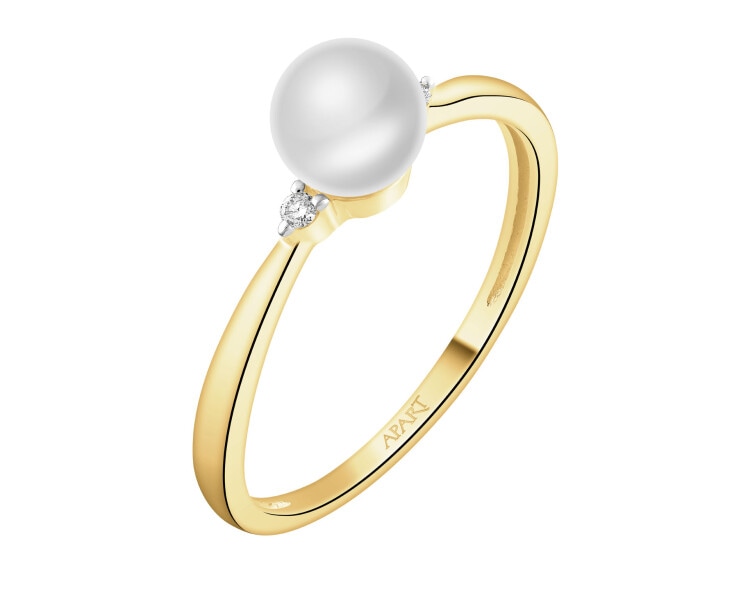 14 K Rhodium-Plated Yellow Gold Necklace with Diamonds - fineness 9 K