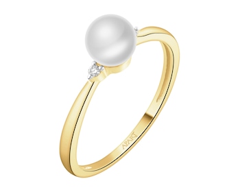 14 K Rhodium-Plated Yellow Gold Necklace with Diamonds - fineness 9 K