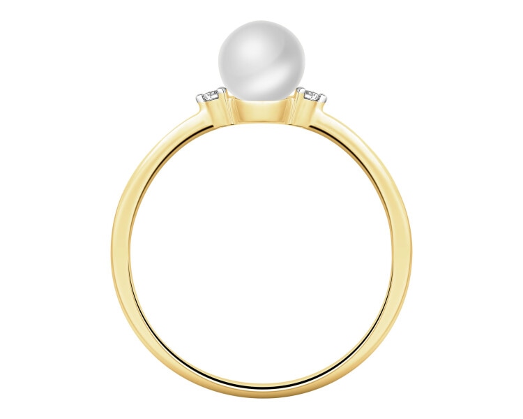 14 K Rhodium-Plated Yellow Gold Necklace with Diamonds - fineness 9 K