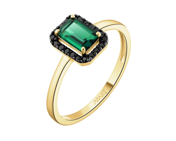 14 K Rhodium-Plated Yellow Gold Necklace with Diamonds - fineness 14 K