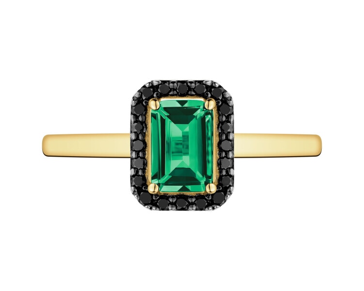 14 K Rhodium-Plated Yellow Gold Necklace with Diamonds - fineness 14 K