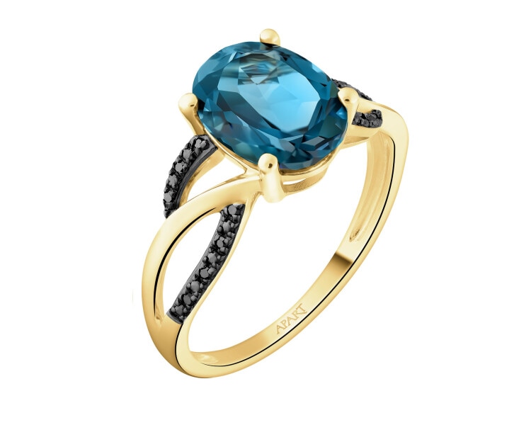 14 K Rhodium-Plated Yellow Gold Necklace with Diamonds - fineness 14 K