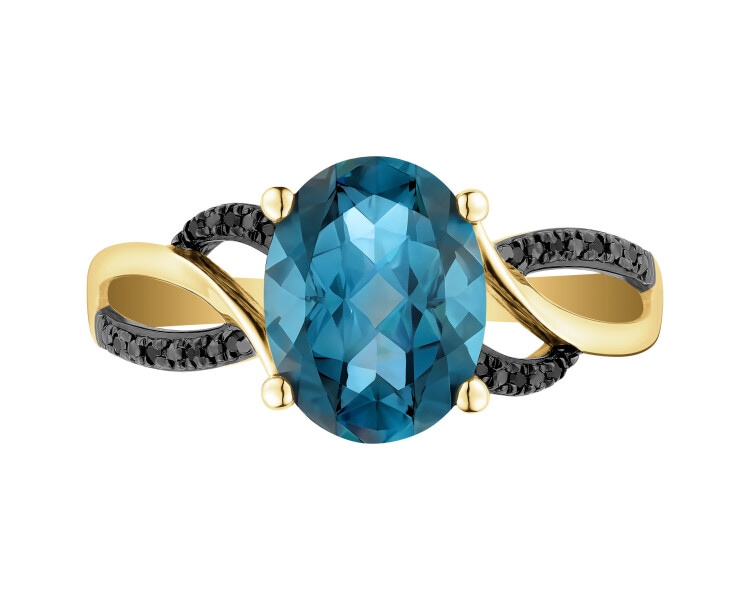 14 K Rhodium-Plated Yellow Gold Necklace with Diamonds - fineness 14 K