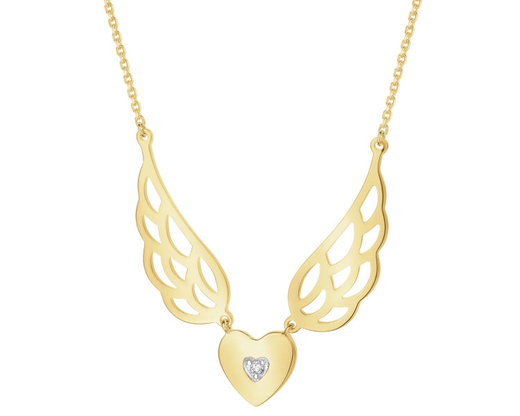 14 K Rhodium-Plated Yellow Gold Necklace with Diamonds - 0,005 ct - fineness 9 K