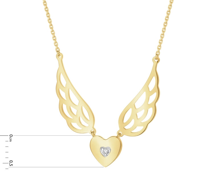 14 K Rhodium-Plated Yellow Gold Necklace with Diamonds - 0,005 ct - fineness 9 K