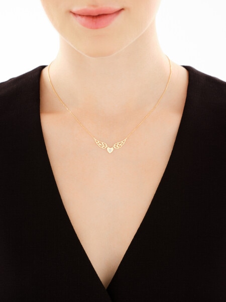 14 K Rhodium-Plated Yellow Gold Necklace with Diamonds - 0,005 ct - fineness 9 K