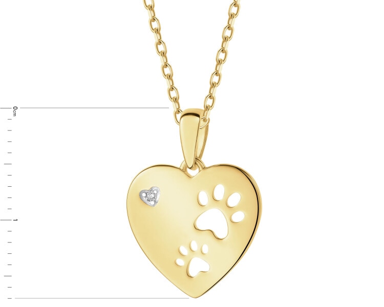 14 K Rhodium-Plated Yellow Gold Necklace with Diamonds - 0,003 ct - fineness 14 K