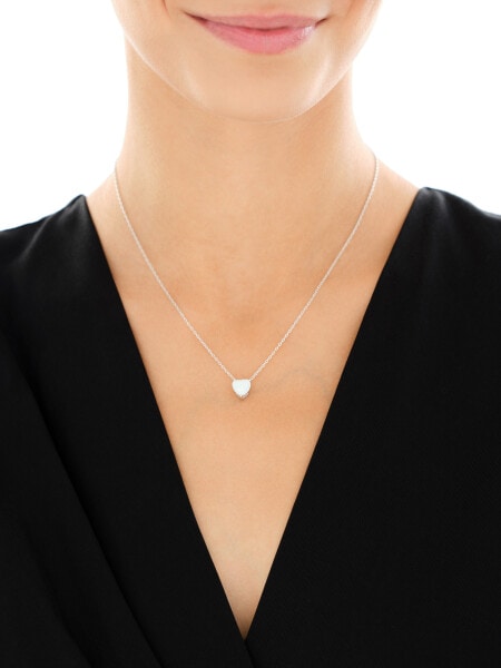 Stříbrný náhrdelník se syntetickým opálem - srdce