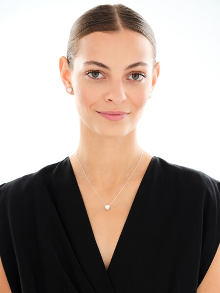 Stříbrný náhrdelník se syntetickým opálem - srdce