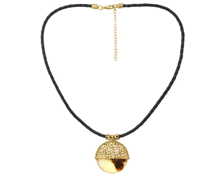 Naszyjnik srebrny z bursztynem