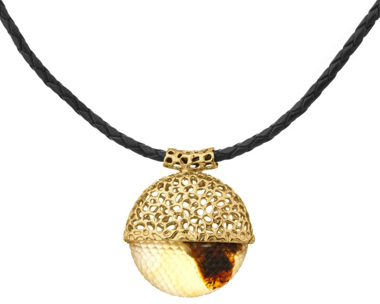 Naszyjnik srebrny z bursztynem