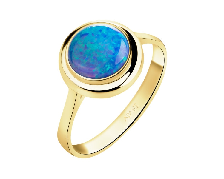 Złoty pierścionek z opalitem
