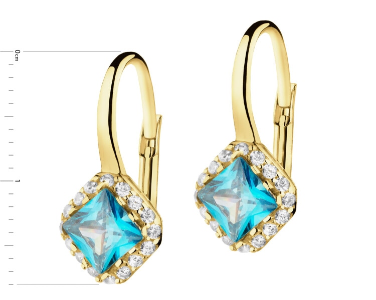 14 K Yellow Gold Earrings with Cubic Zirconia