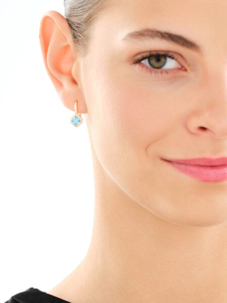 14 K Yellow Gold Earrings with Cubic Zirconia