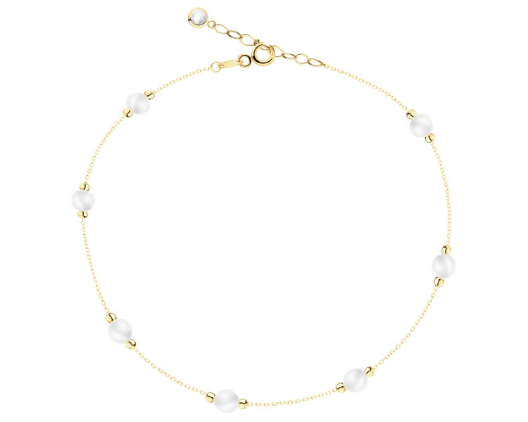 Złota bransoletka z perłami i cyrkonią