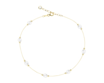 Złota bransoletka z perłami i cyrkonią