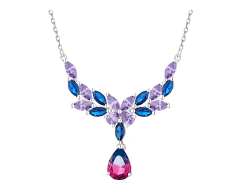 Stříbrný náhrdelník se zirkony a broušeným sklem