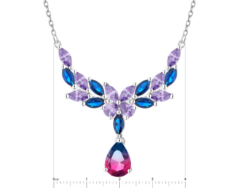 Stříbrný náhrdelník se zirkony a broušeným sklem