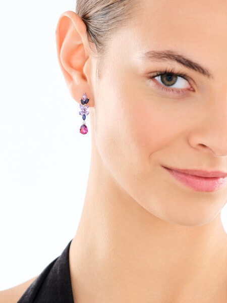 Stříbrné náušnice se zirkony a broušeným sklem