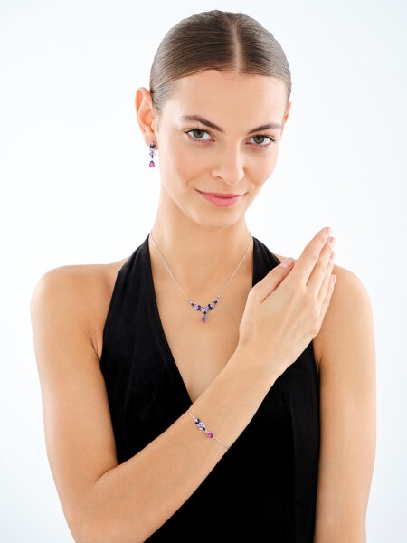 Stříbrné náušnice se zirkony a broušeným sklem