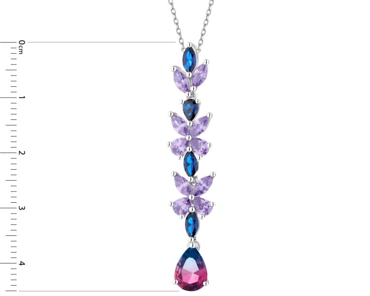 Stříbrný přívěsek se zirkony a broušeným sklem