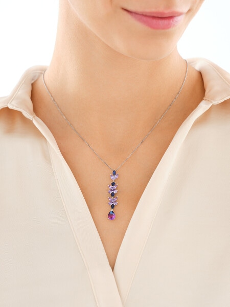 Zawieszka srebrna z cyrkoniami i szlifowanym szkłem