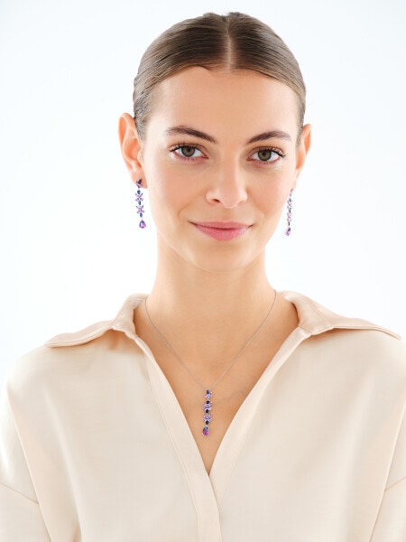 Zawieszka srebrna z cyrkoniami i szlifowanym szkłem