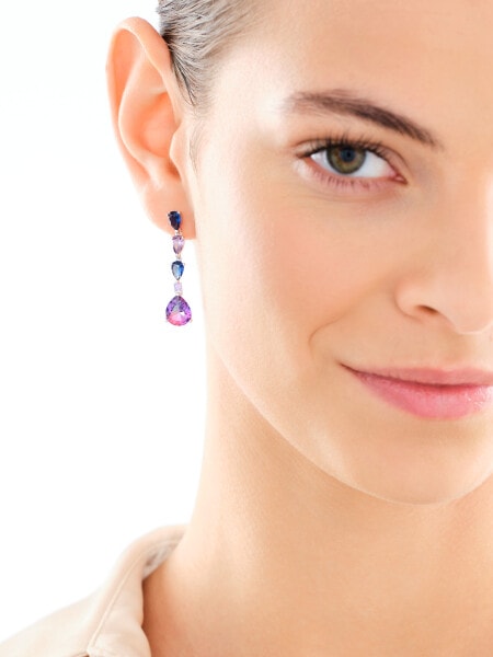 Kolczyki srebrne z cyrkoniami i szlifowanym szkłem