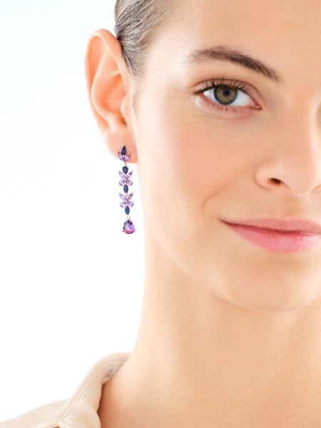 Stříbrné náušnice se zirkony a broušeným sklem