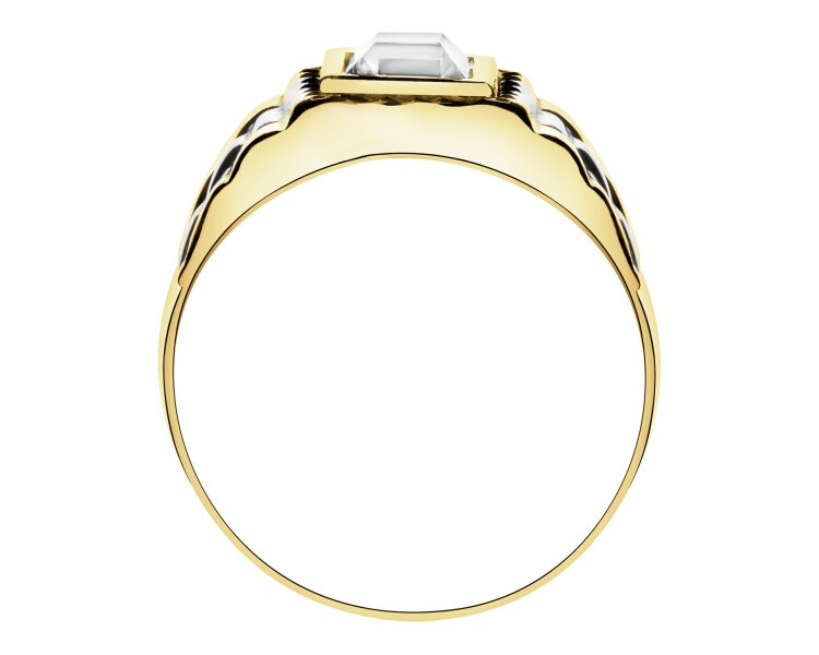 Złoty pierścionek z cyrkonią - sygnet
