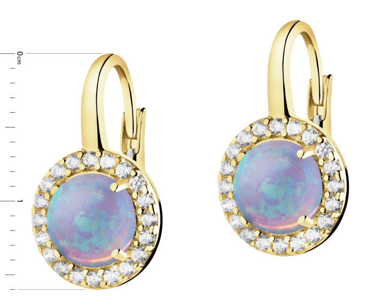 Zlaté náušnice s opality a zirkony