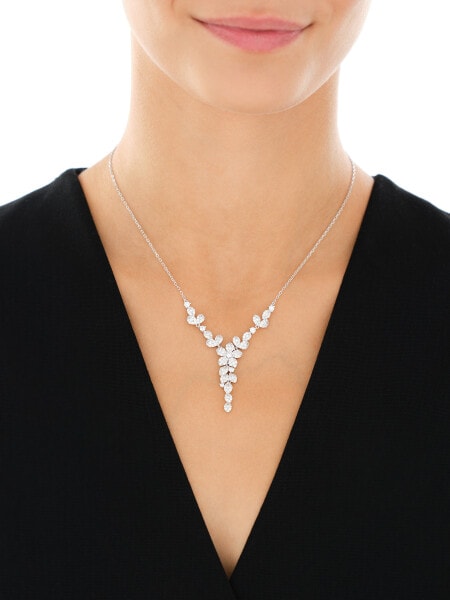 Naszyjnik srebrny z cyrkoniami - kwiaty