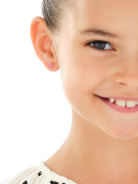 Kolczyki srebrne z emalią - kwiaty