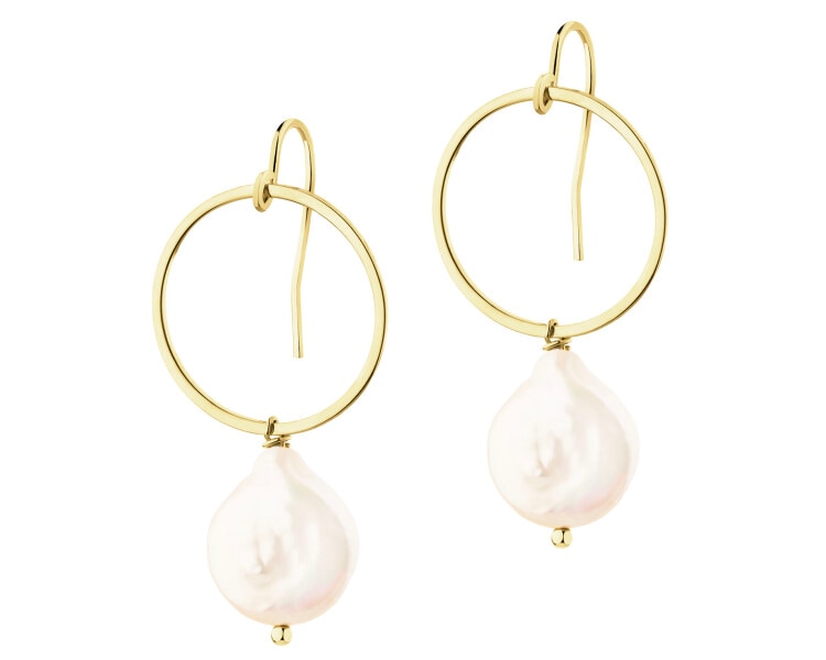 14 K Yellow Gold Earrings with Cubic Zirconia