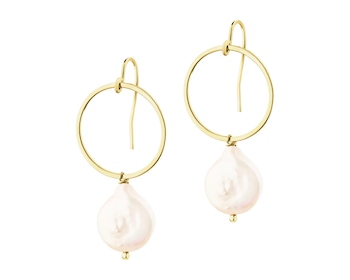 14 K Yellow Gold Earrings with Cubic Zirconia