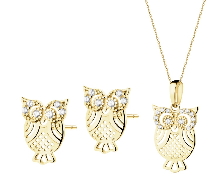 14 K Yellow Gold Earrings with Cubic Zirconia