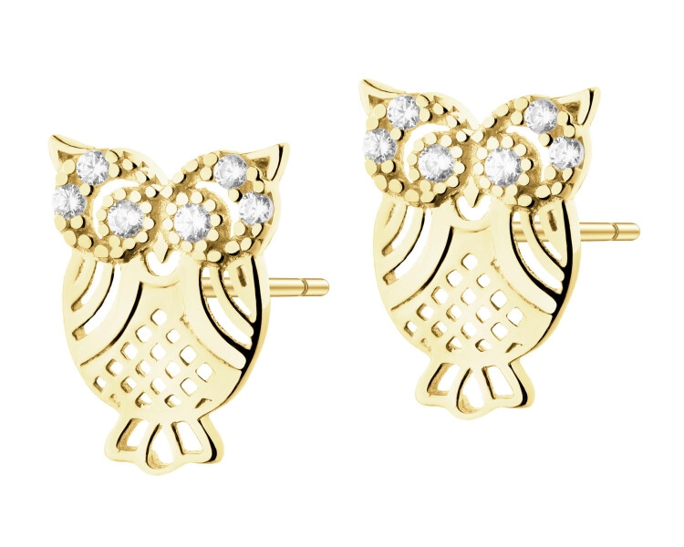 14 K Yellow Gold Earrings with Cubic Zirconia