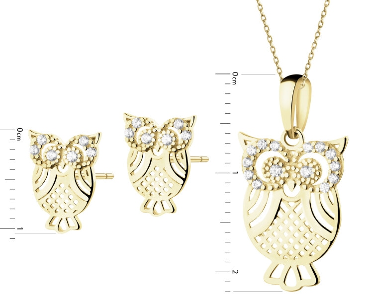 14 K Yellow Gold Earrings with Cubic Zirconia