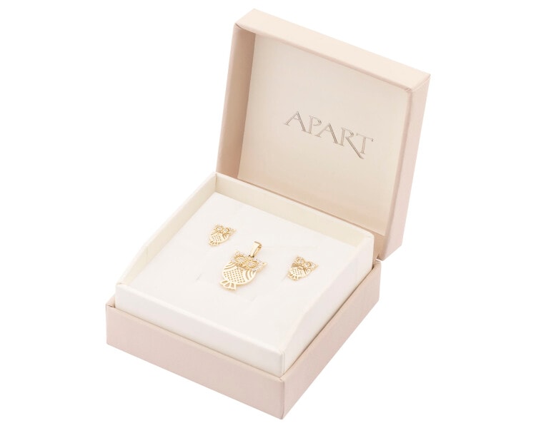 14 K Yellow Gold Earrings with Cubic Zirconia