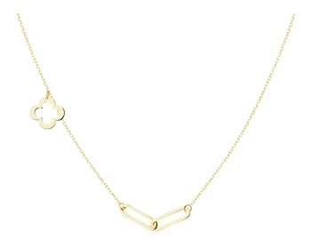 Zlatý náhrdelník - paper clip, čtyřlístek