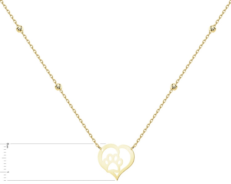 Złoty naszyjnik z cyrkonią - serce, łapka