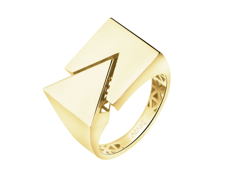Złoty pierścionek - sygnet - trójkąt