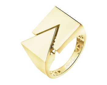 Złoty pierścionek - sygnet - trójkąt